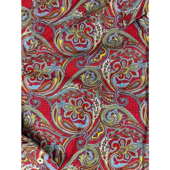 Alan Flusser Men's Red Paisley Long Sleeve Button Shirt Size L - Picture 5 of 10